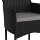 Black/Gray |#| Indoor/Outdoor Black Wicker Wrapped Steel Frame Patio Chairs & Cream Cushions