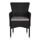 Black/Gray |#| Indoor/Outdoor Black Wicker Wrapped Steel Frame Patio Chairs & Cream Cushions