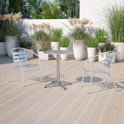 Mellie 23.5'' Round Aluminum Indoor-Outdoor Table with Base - View 2
