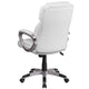 White |#| Mid-Back White LeatherSoft Executive Swivel Office Chair with Padded Arms