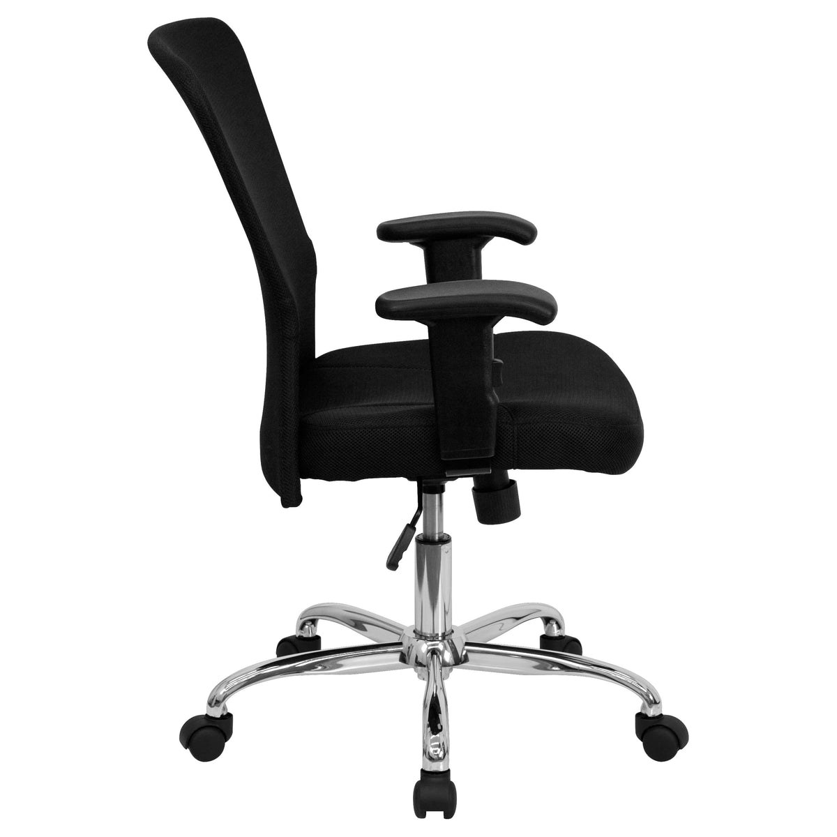 Mid-Back Black Mesh Contemporary Swivel Task Office Chair w/ Chrome Base & Arms