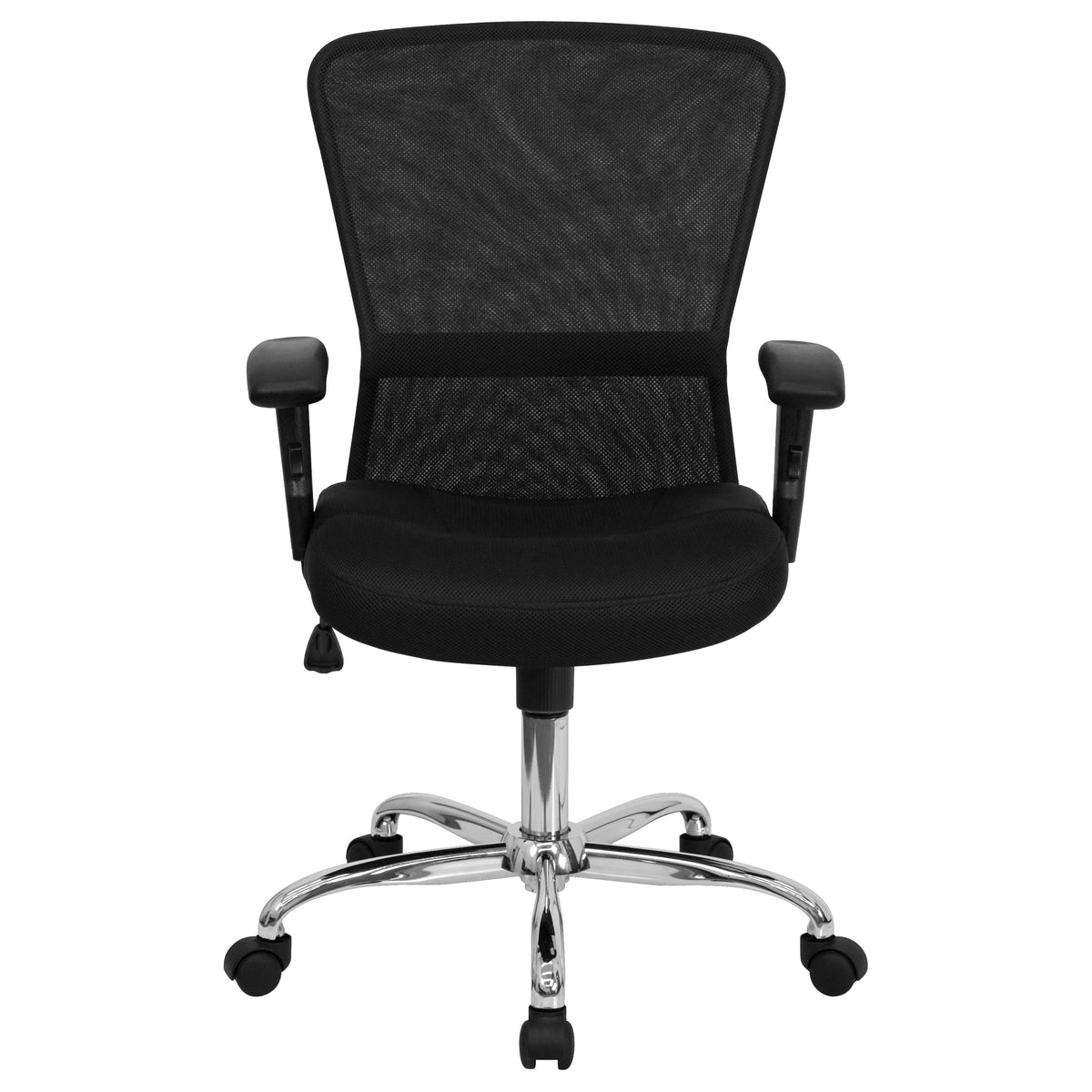 Mid-Back Black Mesh Contemporary Swivel Task Office Chair w/ Chrome Base & Arms