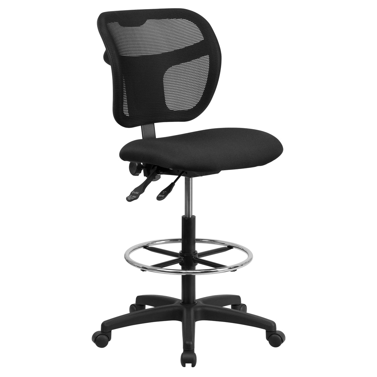 Black |#| Mid-Back Black Mesh Drafting Chair with Back Height Adjustment