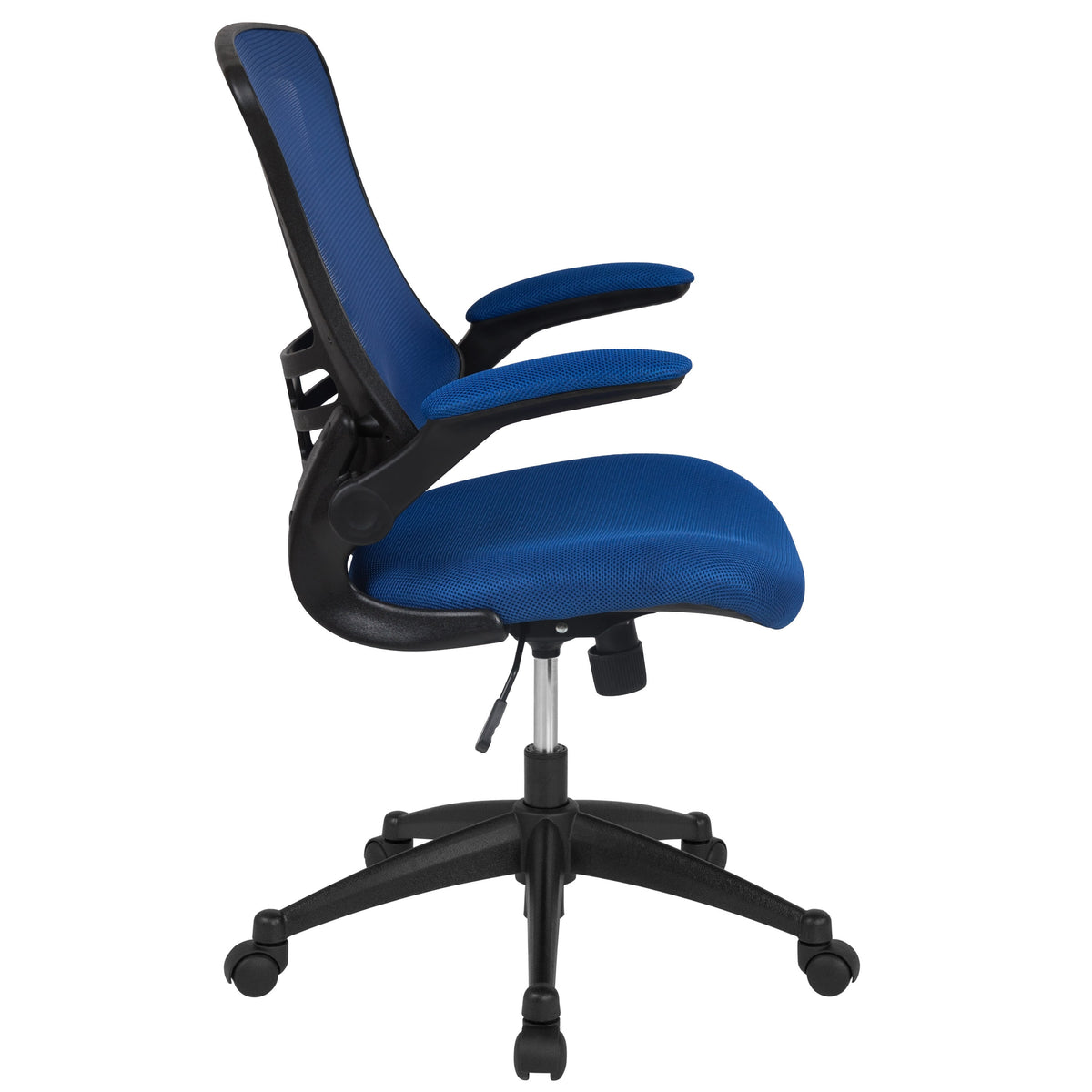 Blue Mesh/Black Frame |#| Mid-Back Blue Mesh Swivel Ergonomic Task Office Desk Chair with Flip-Up Arms