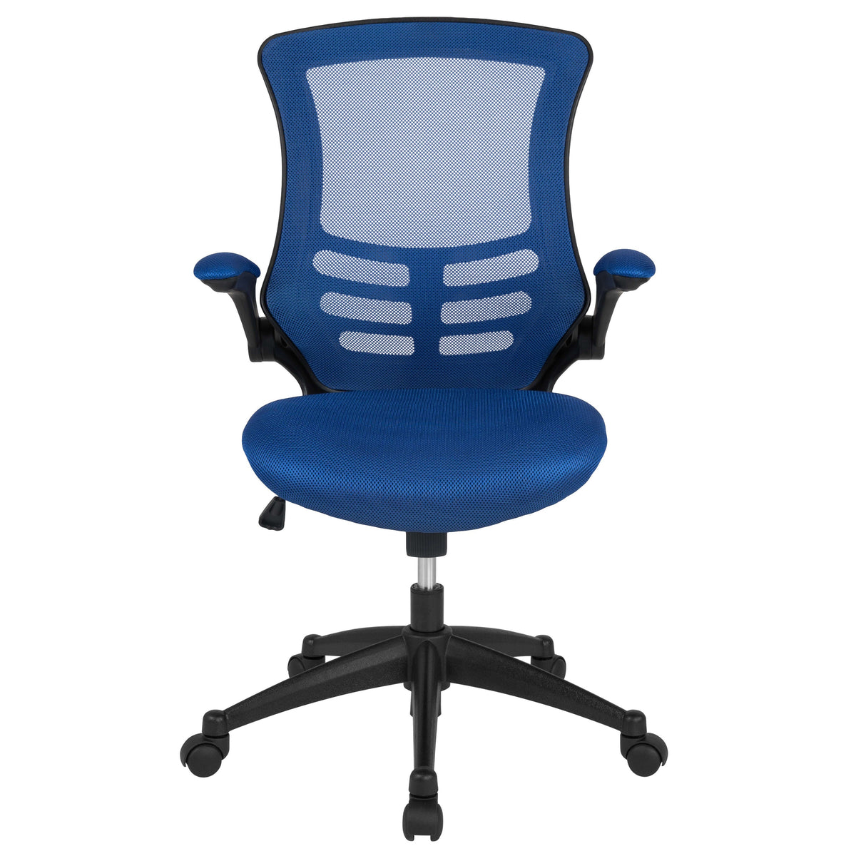 Blue Mesh/Black Frame |#| Mid-Back Blue Mesh Swivel Ergonomic Task Office Desk Chair with Flip-Up Arms