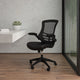 Black Mesh & LeatherSoft/Black Frame |#| Mid-Back Black Mesh Ergonomic Task Chair with LeatherSoft Seat and Flip-Up Arms