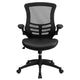 Black Mesh & LeatherSoft/Black Frame |#| Mid-Back Black Mesh Ergonomic Task Chair with LeatherSoft Seat and Flip-Up Arms