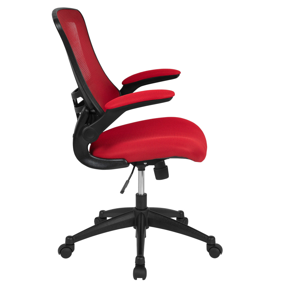 Red Mesh/Black Frame |#| Mid-Back White Mesh Swivel Ergonomic Task Office Desk Chair with Flip-Up Arms