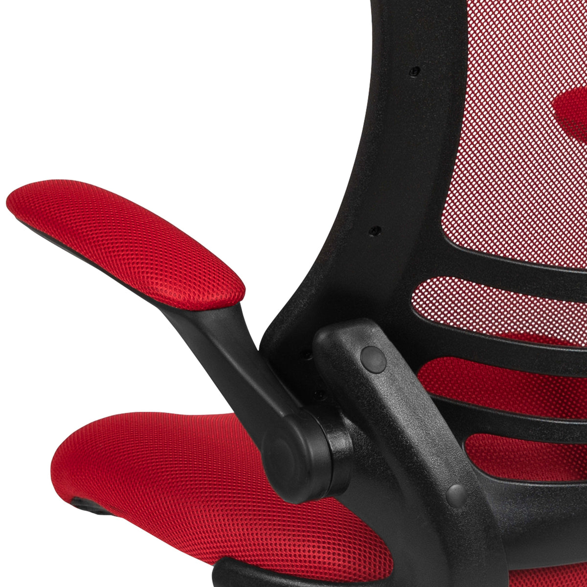 Red Mesh/Black Frame |#| Mid-Back White Mesh Swivel Ergonomic Task Office Desk Chair with Flip-Up Arms