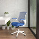 Blue Mesh/White Frame |#| Mid-Back Blue Mesh Ergonomic Task Office Chair, White Frame - Flip-Up Arms