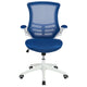 Blue Mesh/White Frame |#| Mid-Back Blue Mesh Ergonomic Task Office Chair, White Frame - Flip-Up Arms