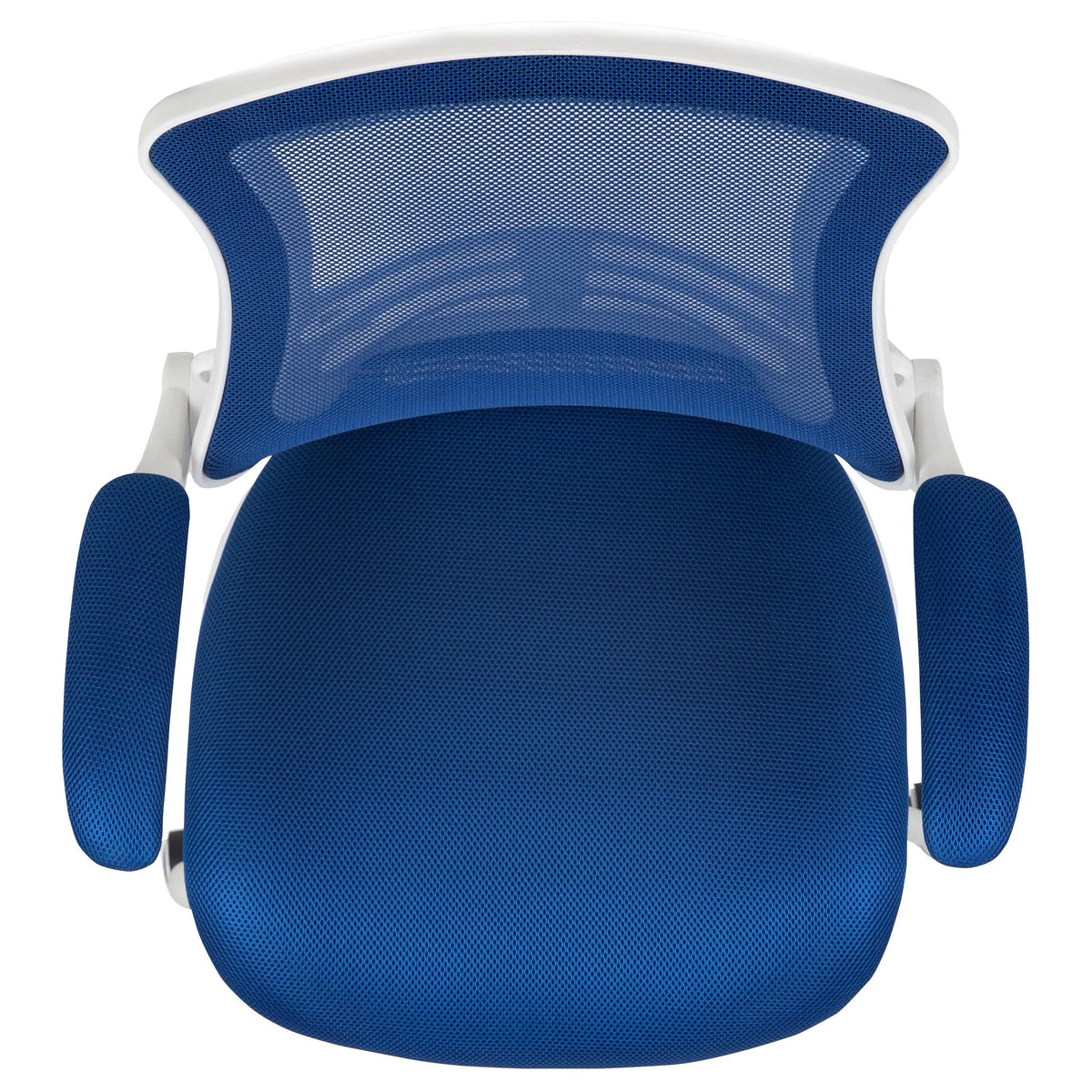 Blue Mesh/White Frame |#| Mid-Back Blue Mesh Ergonomic Task Office Chair, White Frame - Flip-Up Arms