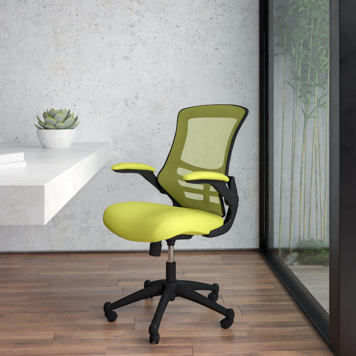 Green Mesh/Black Frame |#| Mid-Back Green Mesh Swivel Ergonomic Task Office Desk Chair with Flip-Up Arms