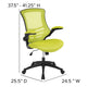 Green Mesh/Black Frame |#| Mid-Back Green Mesh Swivel Ergonomic Task Office Desk Chair with Flip-Up Arms