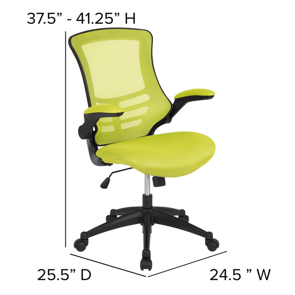 Green Mesh/Black Frame |#| Mid-Back Green Mesh Swivel Ergonomic Task Office Desk Chair with Flip-Up Arms