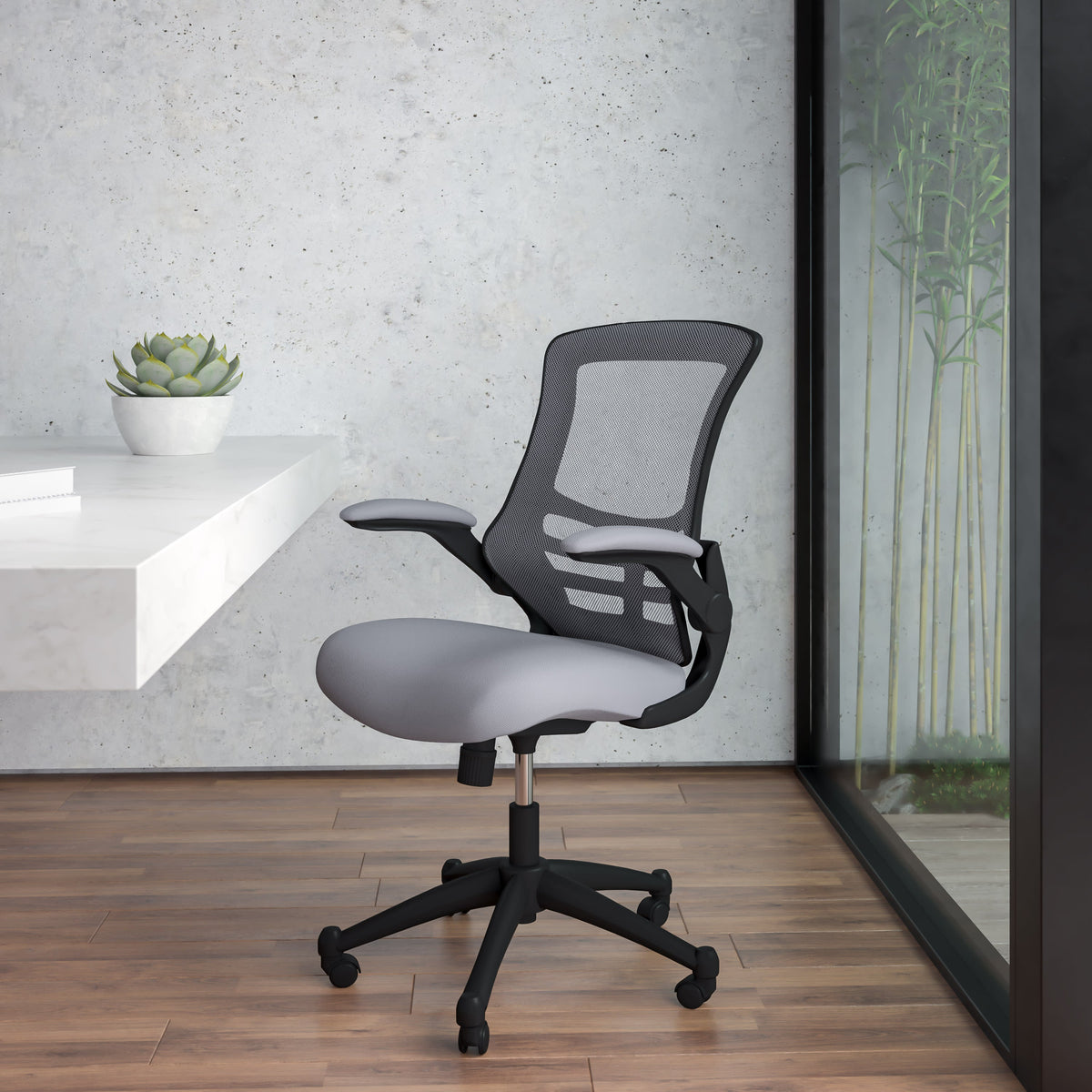 Dark Gray Mesh/Black Frame |#| Mid-Back Dark Gray Mesh Swivel Ergonomic Task Office Desk Chair - Flip-Up Arms