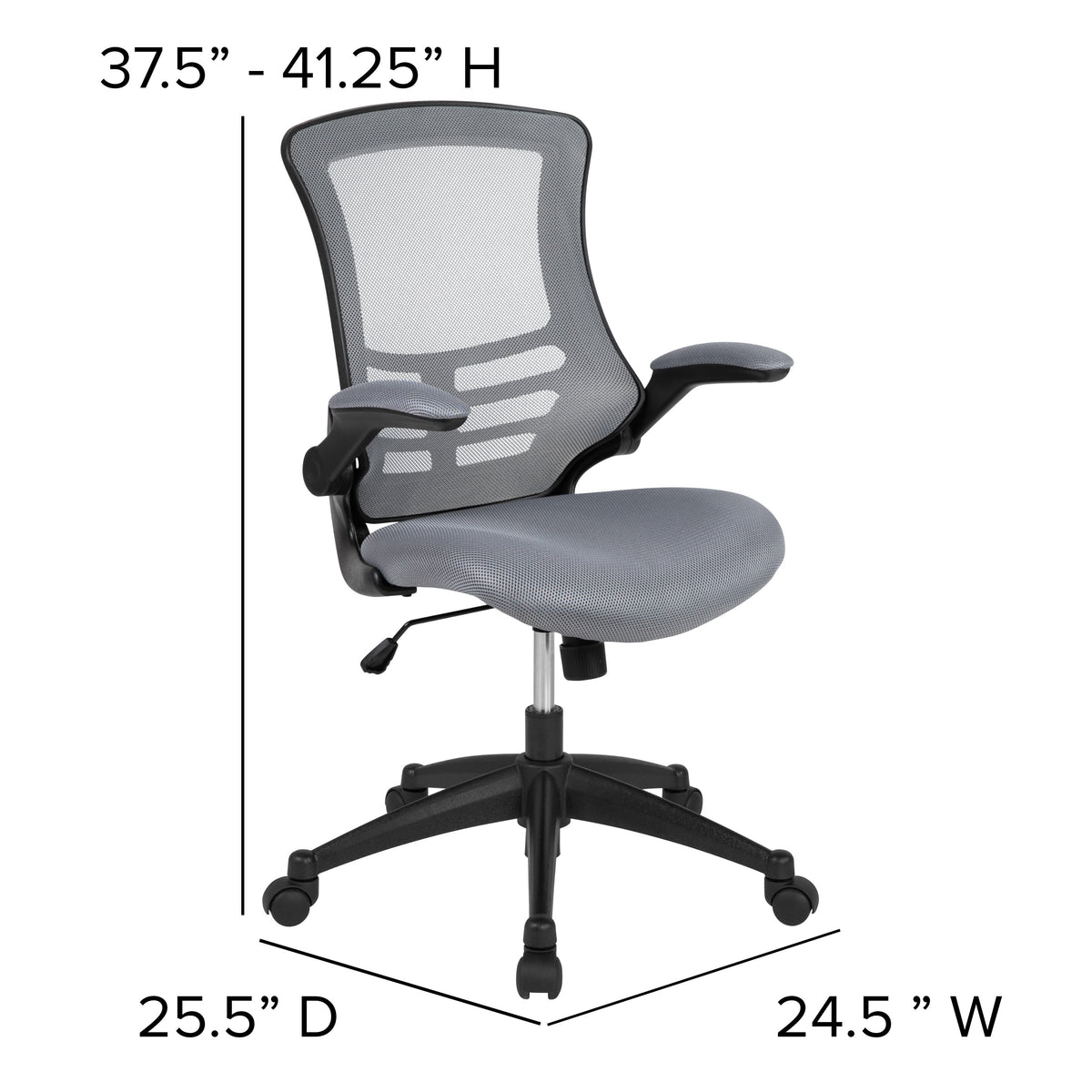 Dark Gray Mesh/Black Frame |#| Mid-Back Dark Gray Mesh Swivel Ergonomic Task Office Desk Chair - Flip-Up Arms