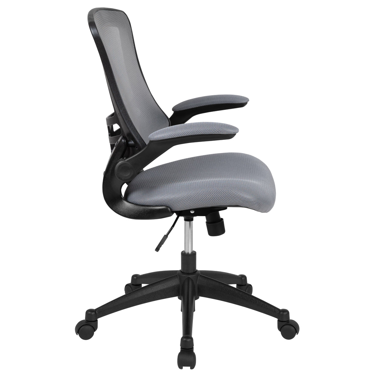 Dark Gray Mesh/Black Frame |#| Mid-Back Dark Gray Mesh Swivel Ergonomic Task Office Desk Chair - Flip-Up Arms