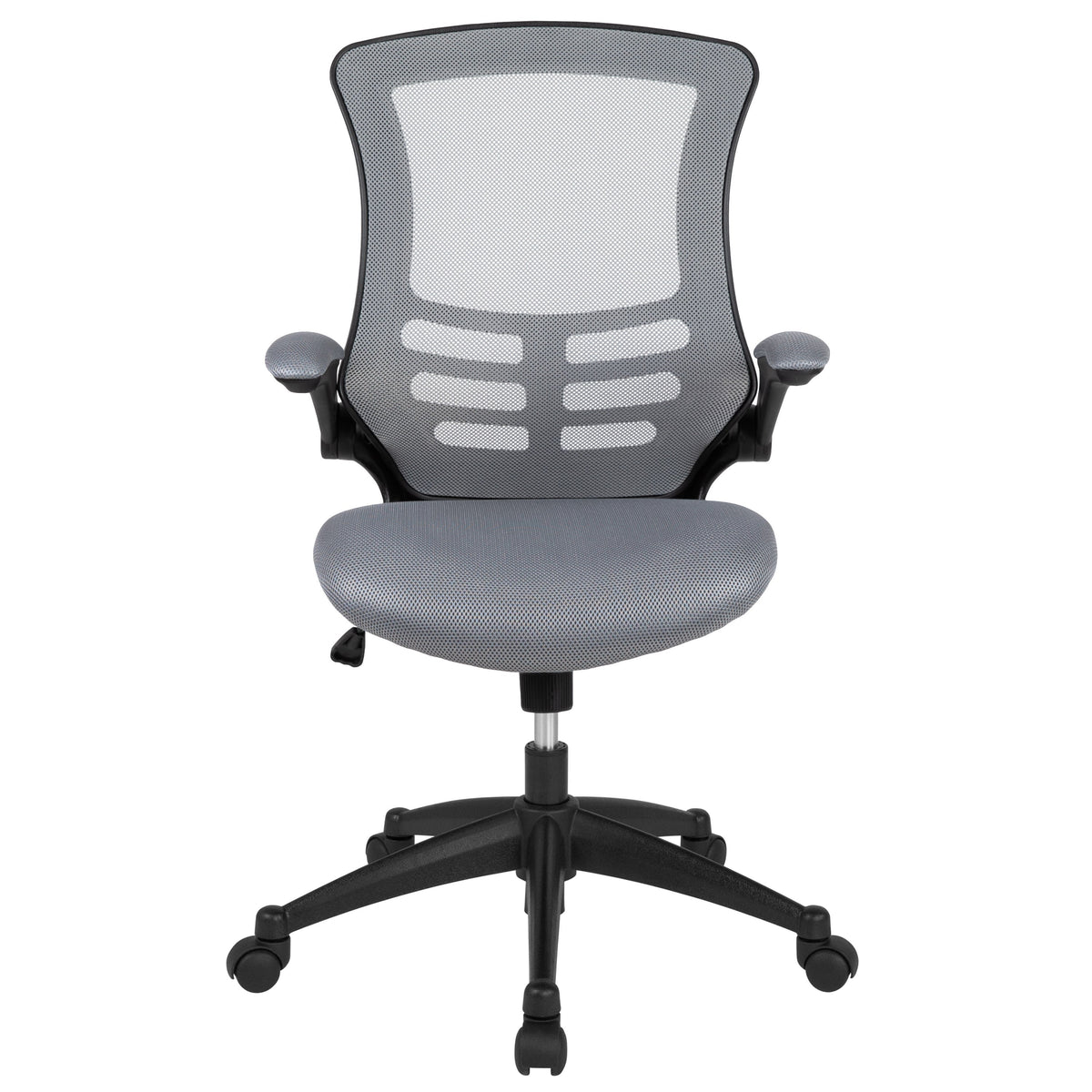 Dark Gray Mesh/Black Frame |#| Mid-Back Dark Gray Mesh Swivel Ergonomic Task Office Desk Chair - Flip-Up Arms