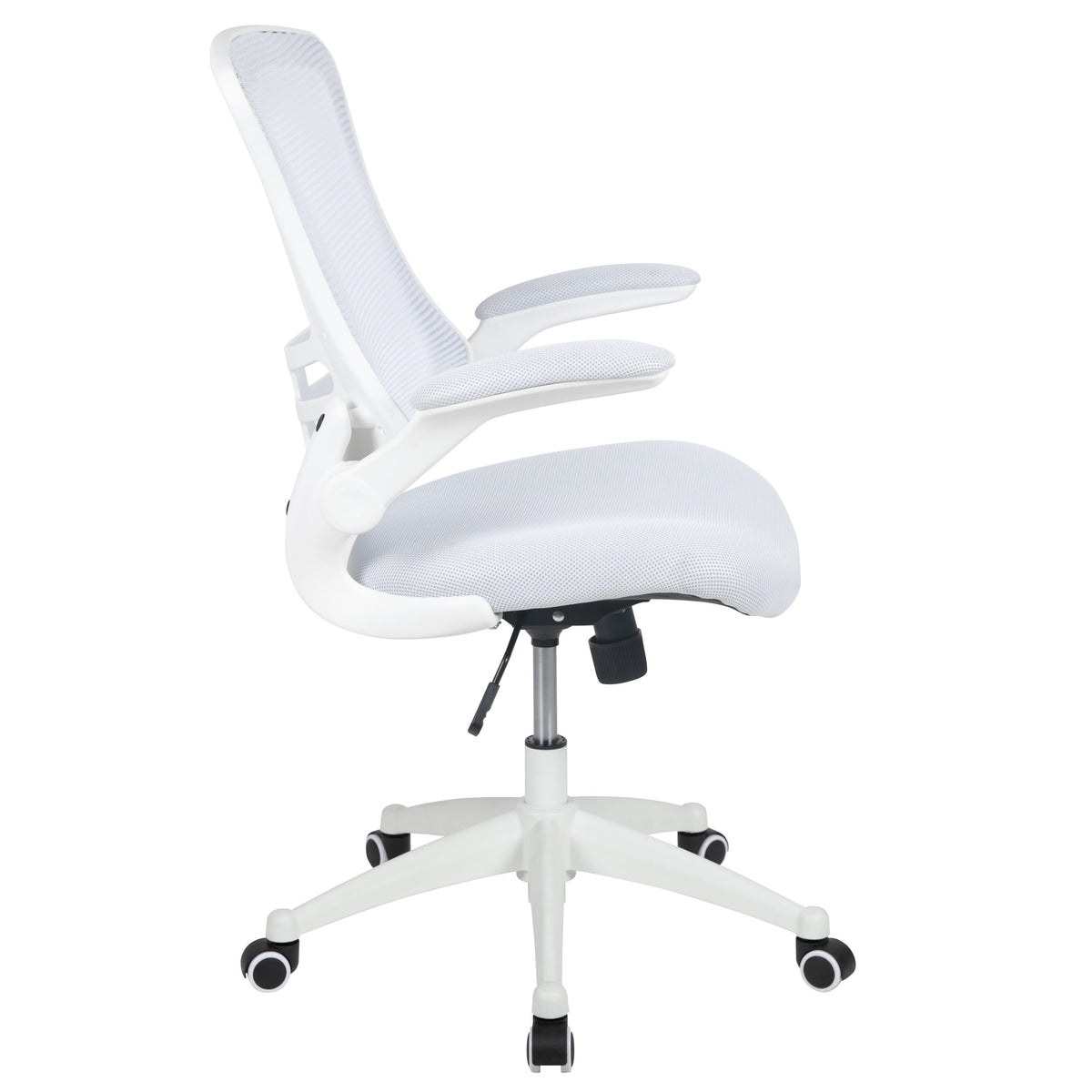 White Mesh/White Frame |#| Mid-Back White Mesh Ergonomic Task Office Chair, White Frame - Flip-Up Arms