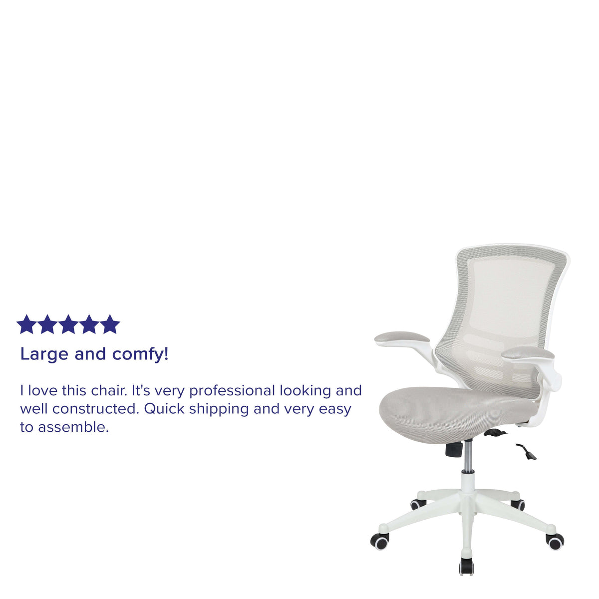 Light Gray Mesh/White Frame |#| Mid-Back Light Gray Mesh Ergonomic Task Office Chair, White Frame - Flip-Up Arms