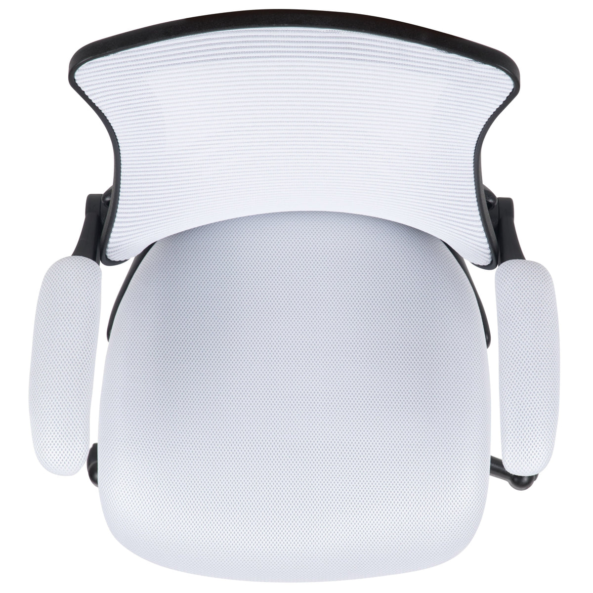 White Mesh/Black Frame |#| Mid-Back White Mesh Swivel Ergonomic Task Office Desk Chair with Flip-Up Arms