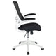 Black Mesh/White Frame |#| Mid-Back Black Mesh Ergonomic Task Office Chair, White Frame - Flip-Up Arms