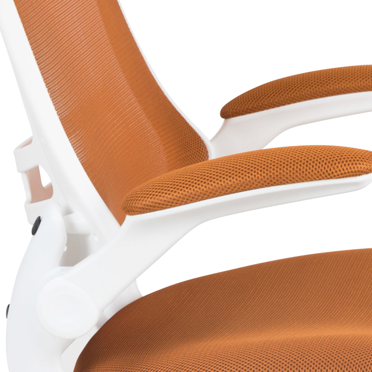 Tan Mesh/White Frame |#| Mid-Back Tan Mesh Ergonomic Task Office Chair, White Frame - Flip-Up Arms