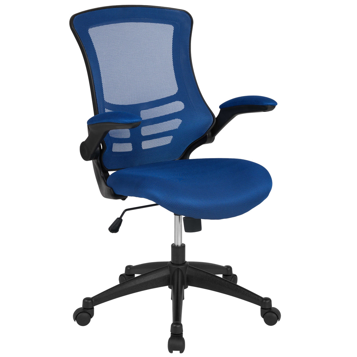 Blue Mesh/Black Frame |#| Mid-Back Blue Mesh Swivel Ergonomic Task Office Desk Chair with Flip-Up Arms