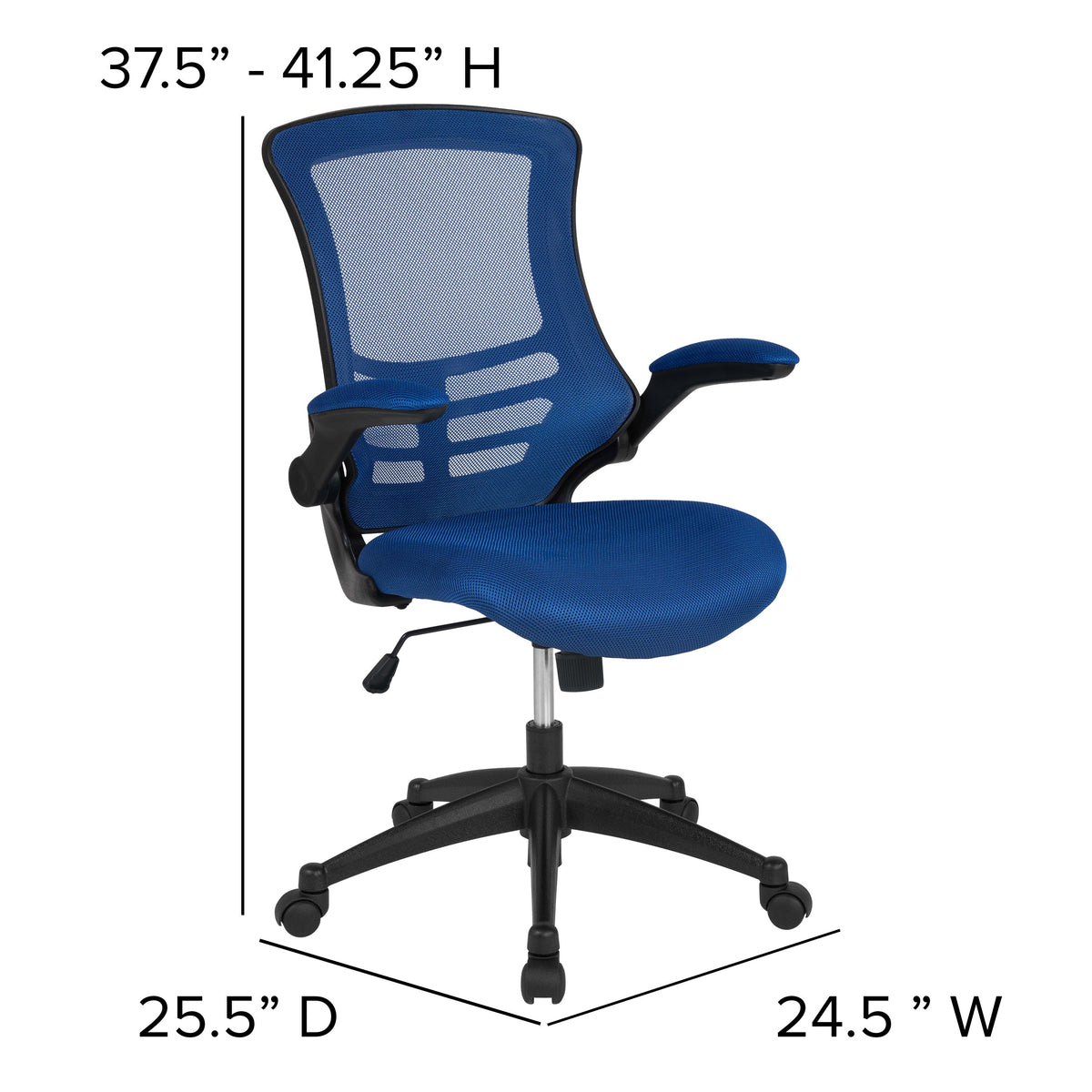 Blue Mesh/Black Frame |#| Mid-Back Blue Mesh Swivel Ergonomic Task Office Desk Chair with Flip-Up Arms