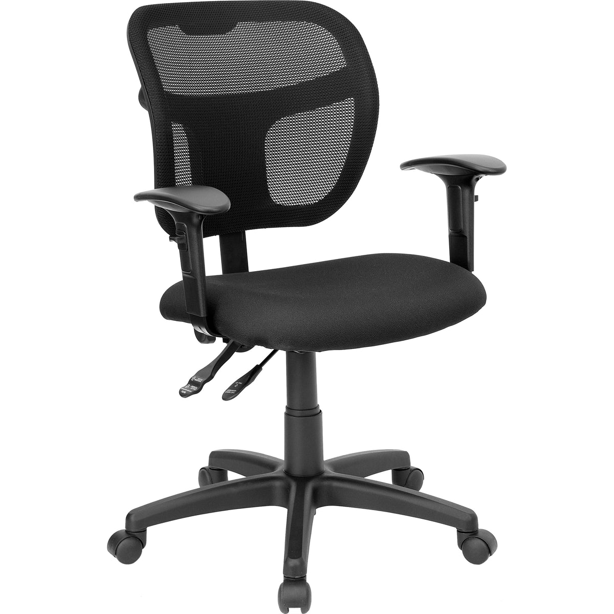 Black |#| Mid-Back Black Mesh Swivel Task Office Chair with Back Height Adjustment