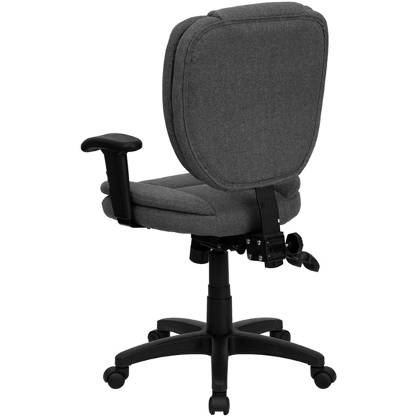 Gray Fabric |#| Mid-Back Gray Fabric Multifunction Swivel Office Chair w/ Pillow Top Cushioning