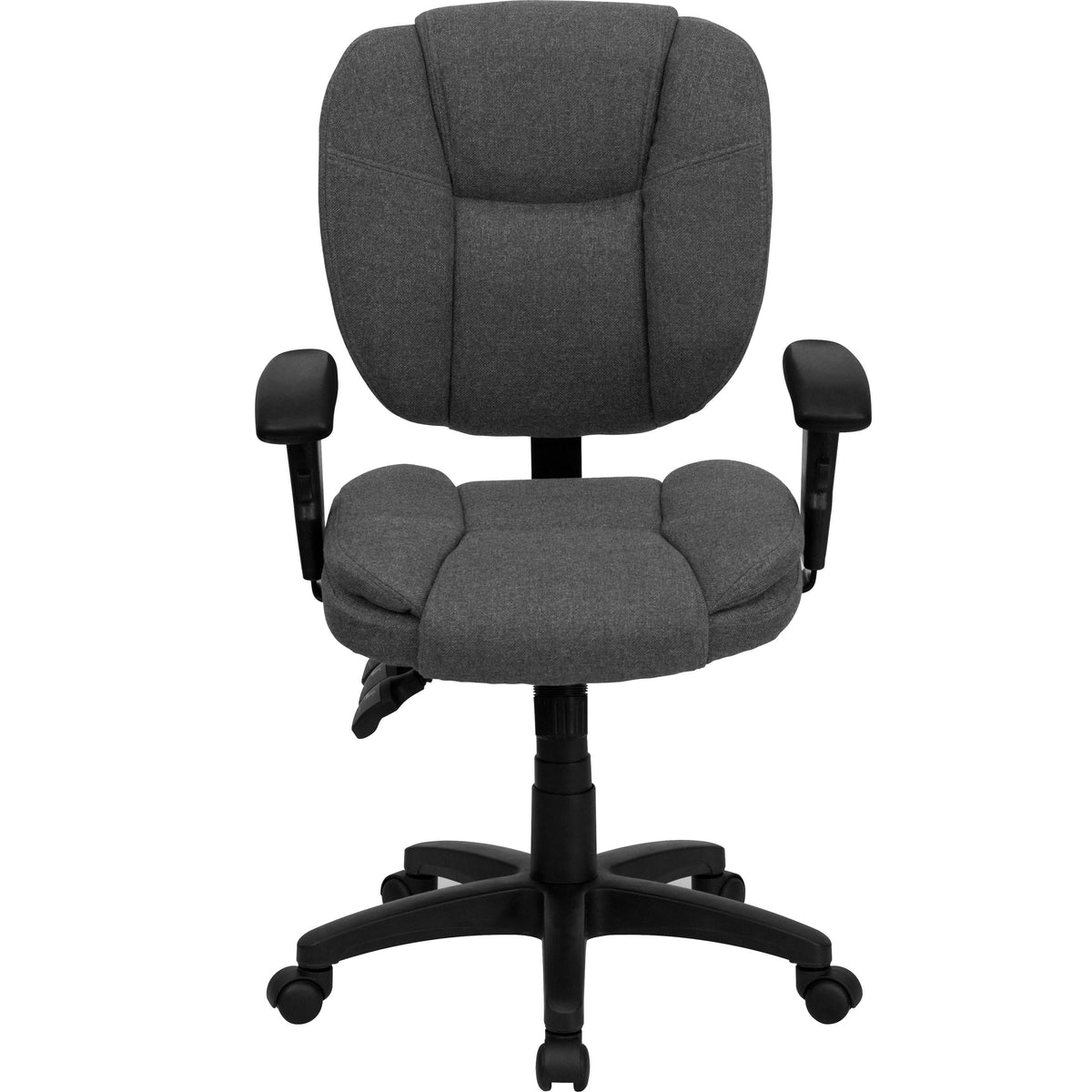 Gray Fabric |#| Mid-Back Gray Fabric Multifunction Swivel Office Chair w/ Pillow Top Cushioning