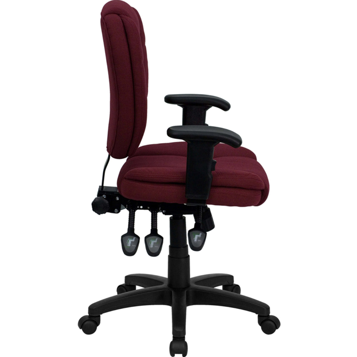 Burgundy Fabric |#| Mid-Back Burg Fabric Multifunction Swivel Office Chair w/ Pillow Top Cushioning