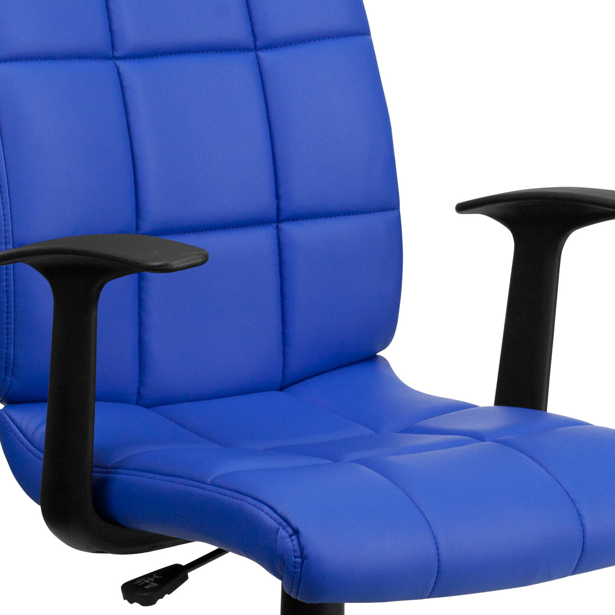 Blue |#| Mid-Back Blue Quilted Vinyl Swivel Task Office Chair with Arms - Home Office