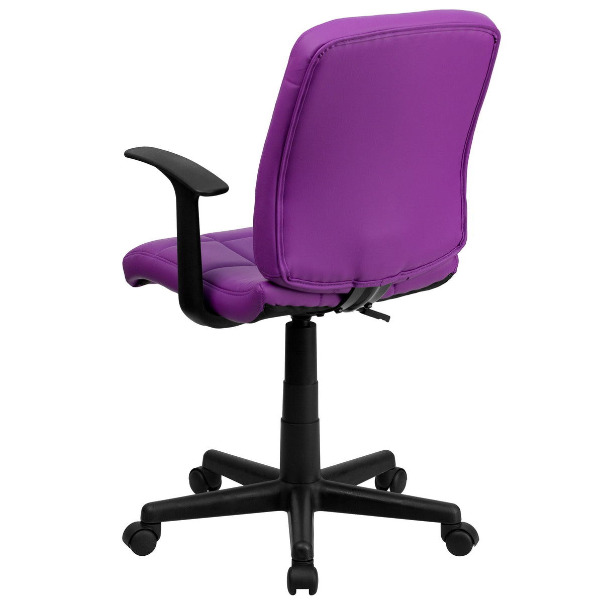 Purple |#| Mid-Back Purple Quilted Vinyl Swivel Task Office Chair with Arms - Home Office