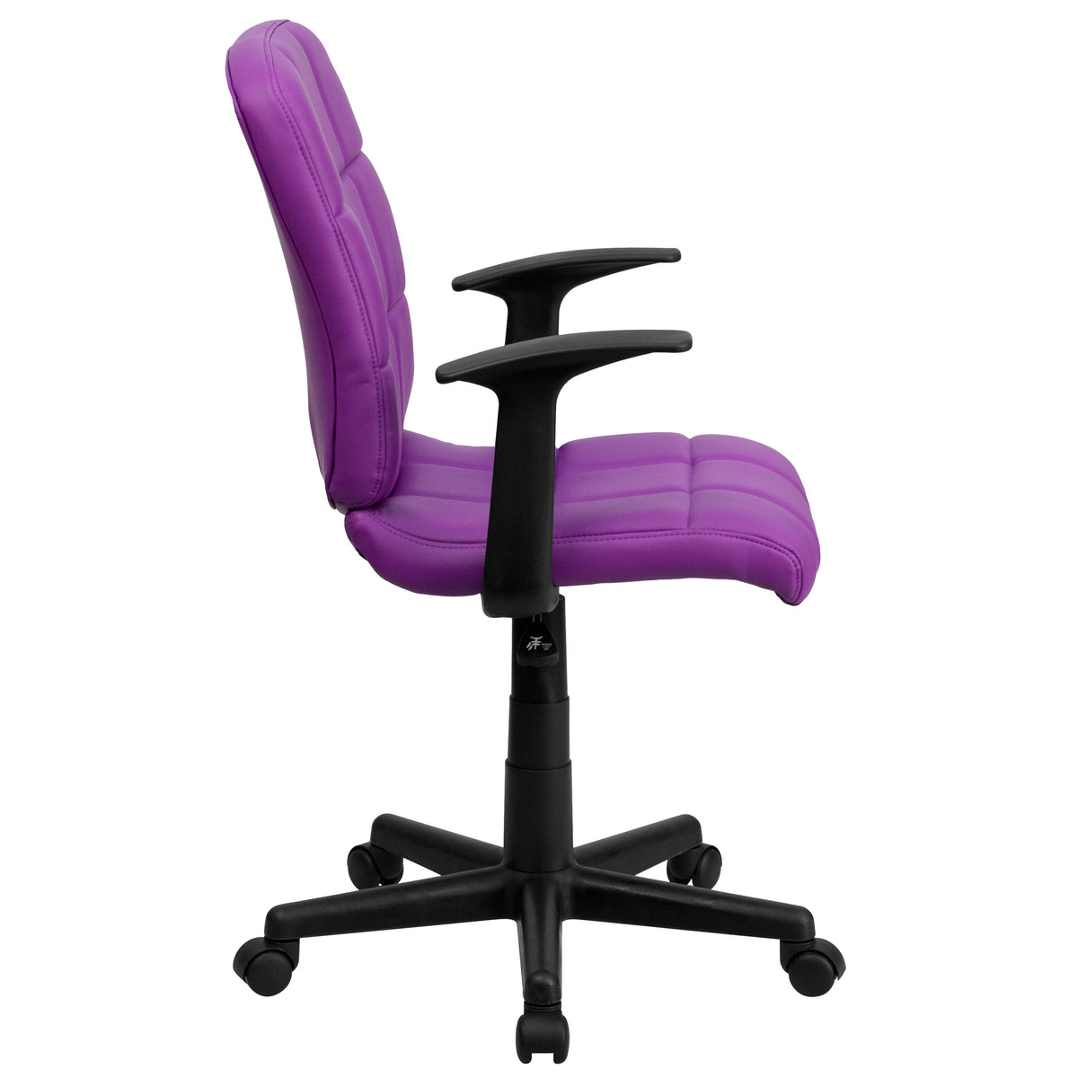 Purple |#| Mid-Back Purple Quilted Vinyl Swivel Task Office Chair with Arms - Home Office