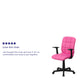 Pink |#| Mid-Back Pink Quilted Vinyl Swivel Task Office Chair with Arms - Home Office