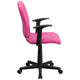 Pink |#| Mid-Back Pink Quilted Vinyl Swivel Task Office Chair with Arms - Home Office