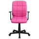 Pink |#| Mid-Back Pink Quilted Vinyl Swivel Task Office Chair with Arms - Home Office