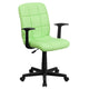 Green |#| Mid-Back Green Quilted Vinyl Swivel Task Office Chair with Arms - Home Office