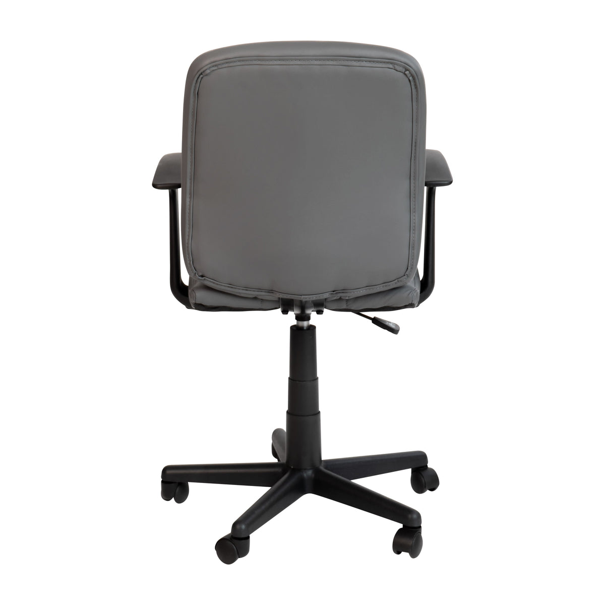 Gray |#| Mid-Back Gray Quilted Vinyl Swivel Task Office Chair with Arms - Home Office