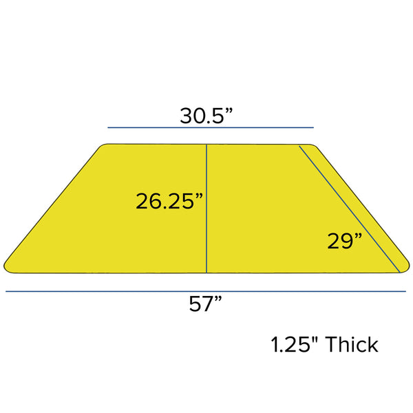 Yellow |#| Mobile 29inchW x 57inchL Trapezoid Yellow Laminate Adjustable Activity Table