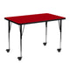 Red |#| Mobile 30inchW x 48inchL Rectangular Red Thermal Laminate Adjustable Activity Table