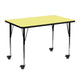 Yellow |#| Mobile 30inchW x 48inchL Rectangular Yellow Thermal Laminate Adjustable Activity Table