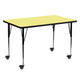 Yellow |#| Mobile 30inchW x 60inchL Rectangular Yellow Thermal Laminate Adjustable Activity Table