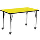 Yellow |#| Mobile 30inchW x 72inchL Rectangular Yellow HP Laminate Adjustable Activity Table