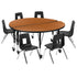 Mobile 47.5" Circle Wave Flexible Laminate Activity Table Set with 14" Student Stack Chairs
