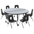 Mobile 47.5" Circle Wave Flexible Laminate Activity Table Set with 14" Student Stack Chairs