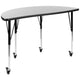 Grey |#| Mobile 47.5inch Half CIR Wave Collaborative Grey Adjustable Height Activity Table